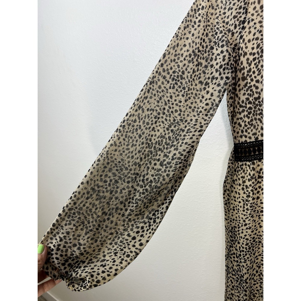 Baltic Born Maxi Dress Cha Cha Leopard Dot Print Taupe Sz M Flowy Boho Lined - Picture 4 of 7